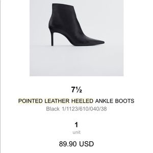 Pointed Leather Heeled Ankle Boots